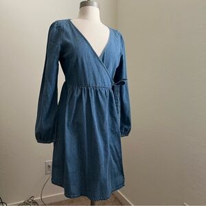 American Eagle Outfitters Blue Denim Long Sleeve Dress